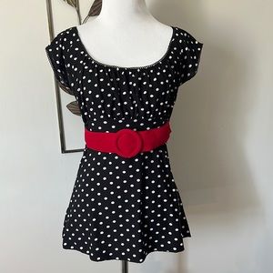 Polka Dot Top with Adjustable Belt